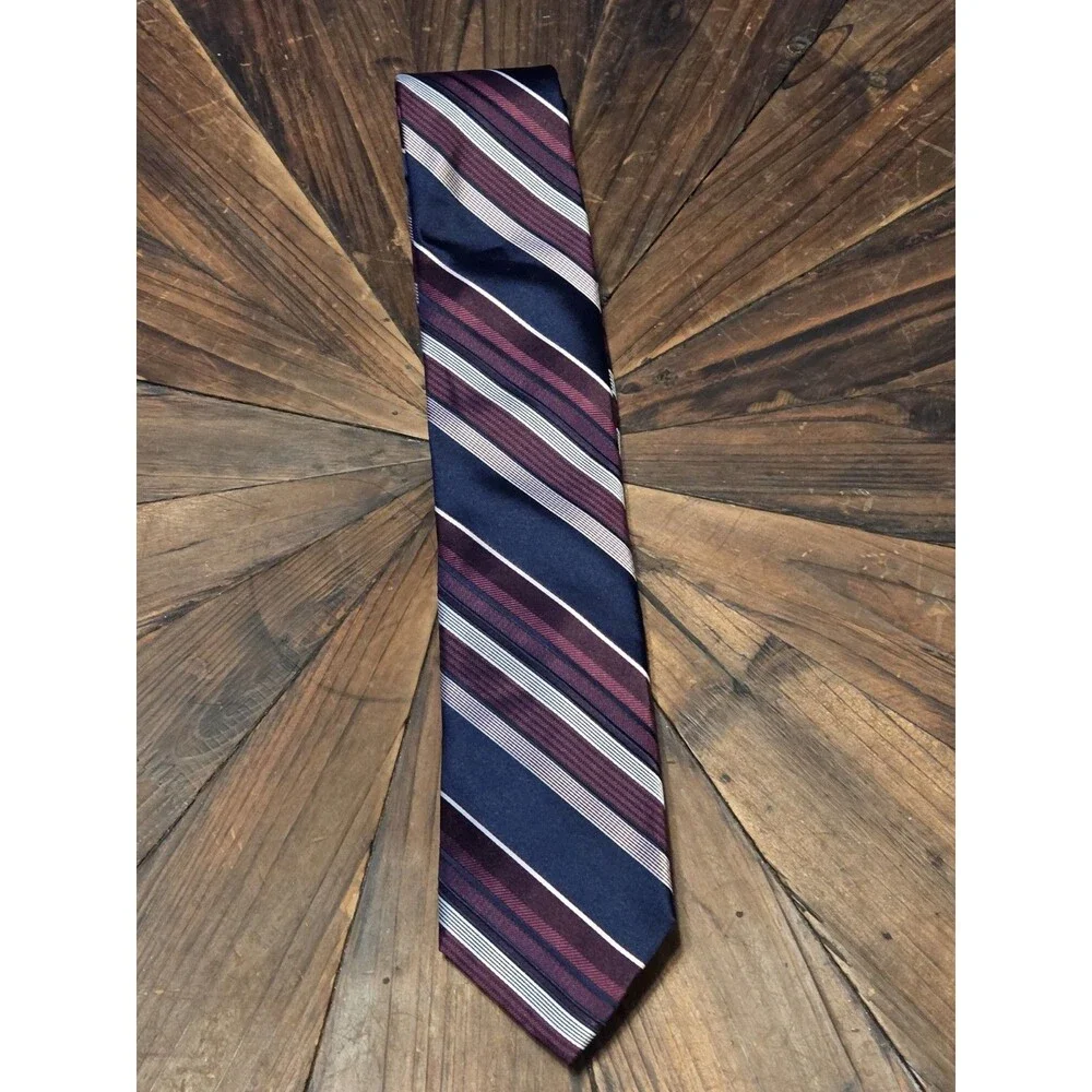 Michael Kors Navy & Burgandoy & Burgindy Silk Tie